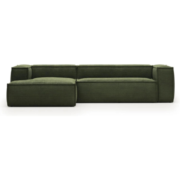 Blok, Chaiselong sofa, Venstrevendt, grøn, fløjl