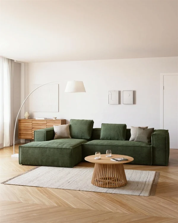 Blok, Chaiselong sofa, Venstrevendt, grøn, fløjl - Image 3