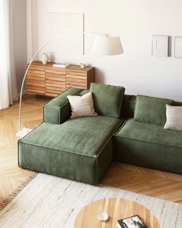 Blok, Chaiselong sofa, Venstrevendt, grøn, fløjl - Image 4