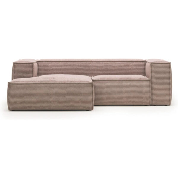 Blok, Chaiselong sofa, Venstrevendt, lyserød, fløjl