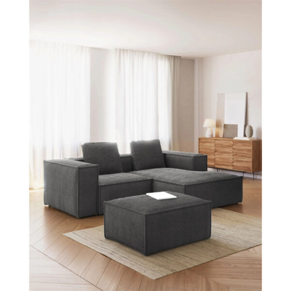 Blok, Chaiselong sofa, Højrevendt, grå, stof - Image 5